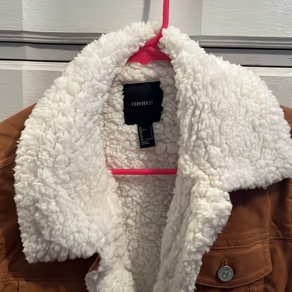 worn once forever 21 furry khaki color jacket - Picture 2 of 3